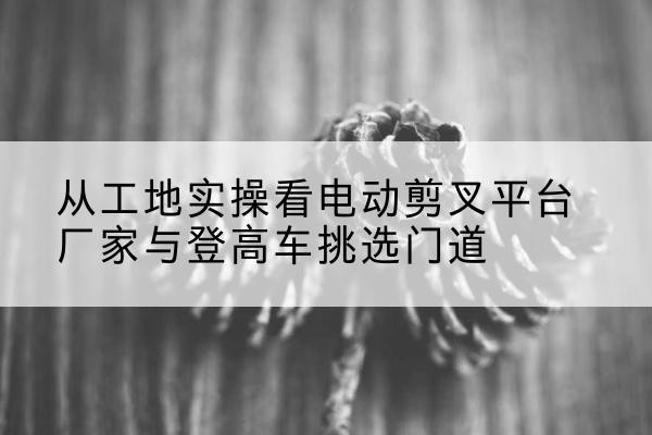 武隆区电动剪叉升降平台厂家-从工地实操看电动剪叉平台厂家与登高车挑选门道